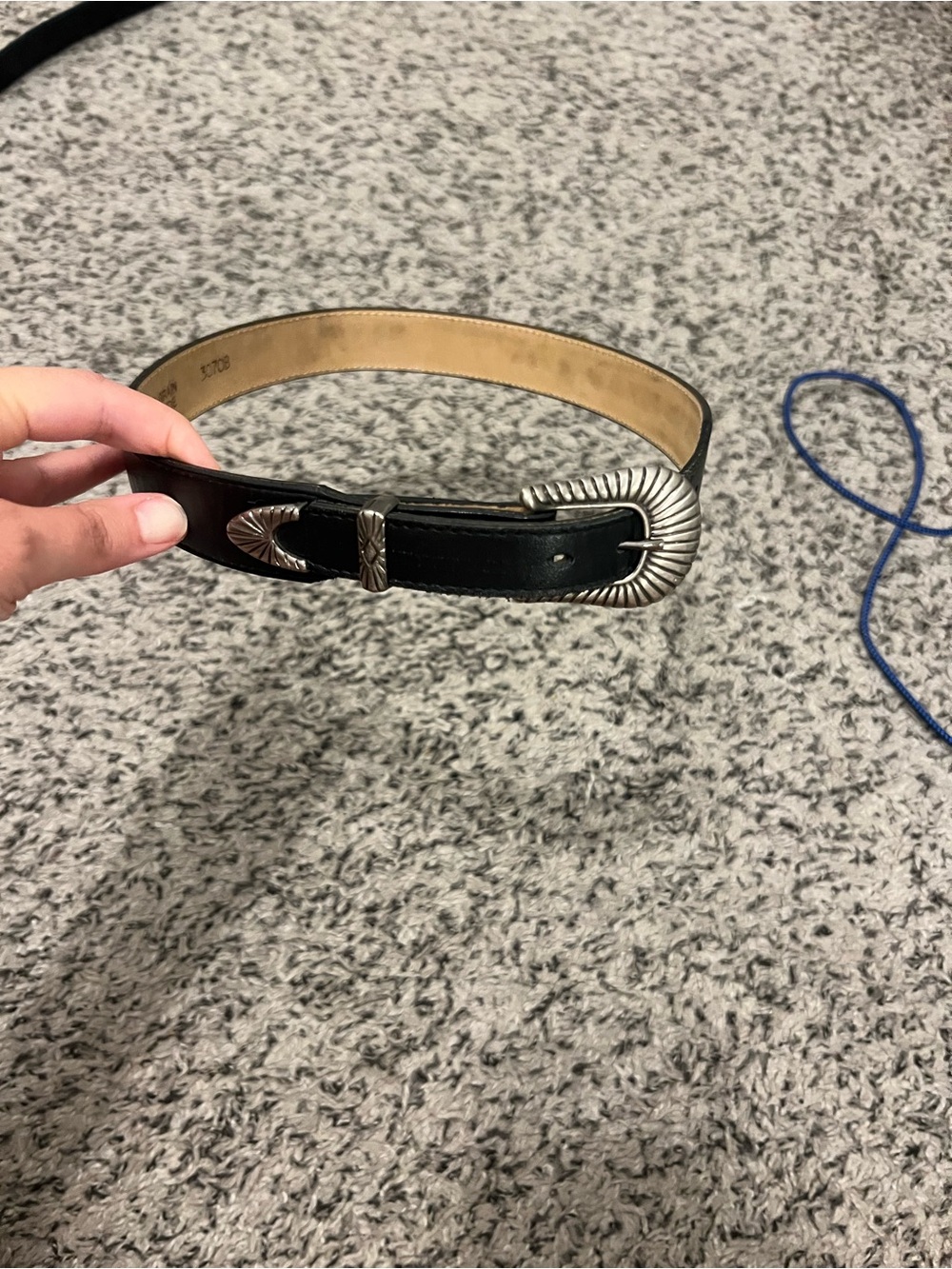 Justin Black Leather Belt with Silver Western Buckle